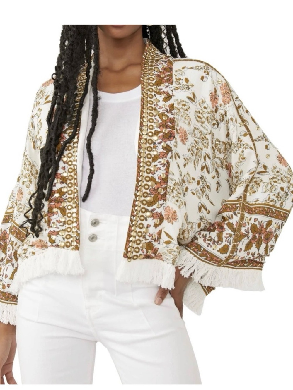 Free people Rays of Light Jacket in Ivory Combo small